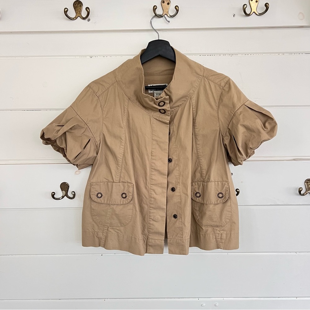 Route 66 Women's Tan Puff Sleeve Jacket Utility Style Jacket. Size L.